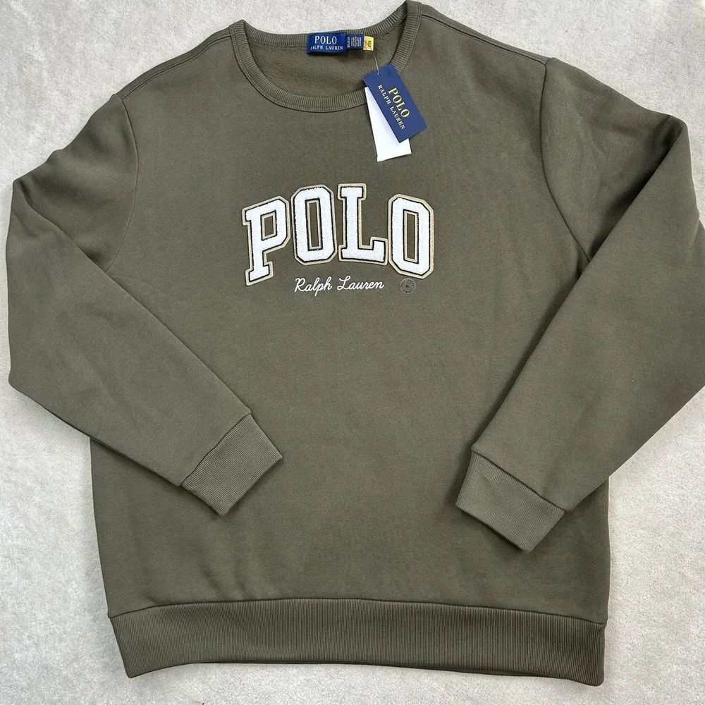 Polo Ralph Lauren Sweatshirt Men's XLT Fleece Chenille Logo Embroidered Crewneck